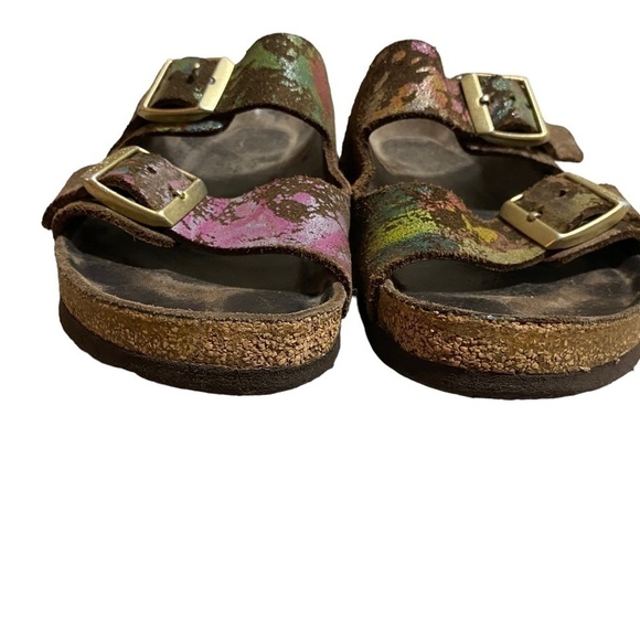 BIRKENSTOCK ARIZONA Flower Crush Mocca Leather Sandals Slide US5 EU36 UK3 Womens - Picture 8 of 16